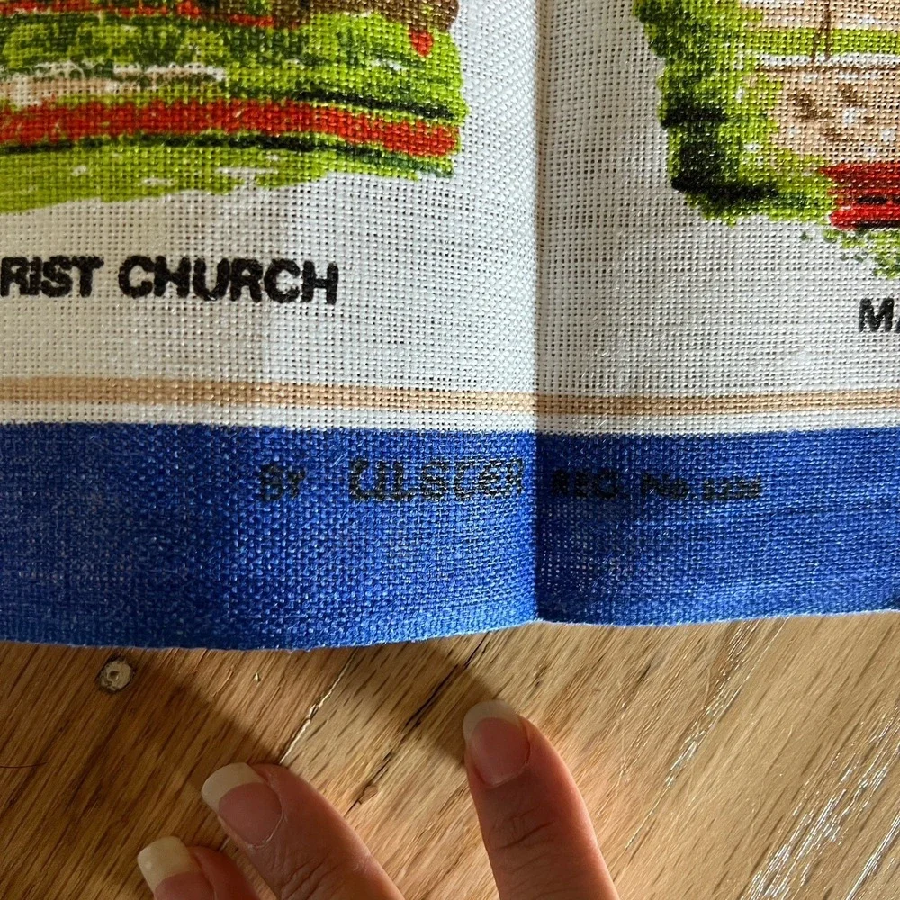 This is Oxford Irish Linen Tea Towel Wall Hanging Sewing Panel 18.5